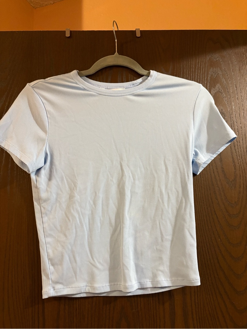 Athleta Pale Blue Ribbed Crewneck Tee